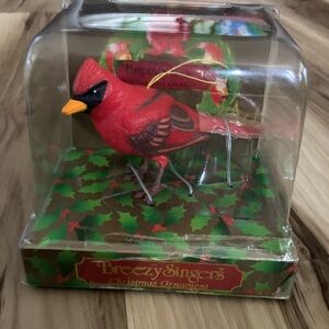 Breezy Singers Red Cardinal Christmas Ornament Sensor Vintage 1991